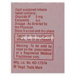 ジェネリック グルコトロール  XL, グリピジド SR  5 mg箱 成分